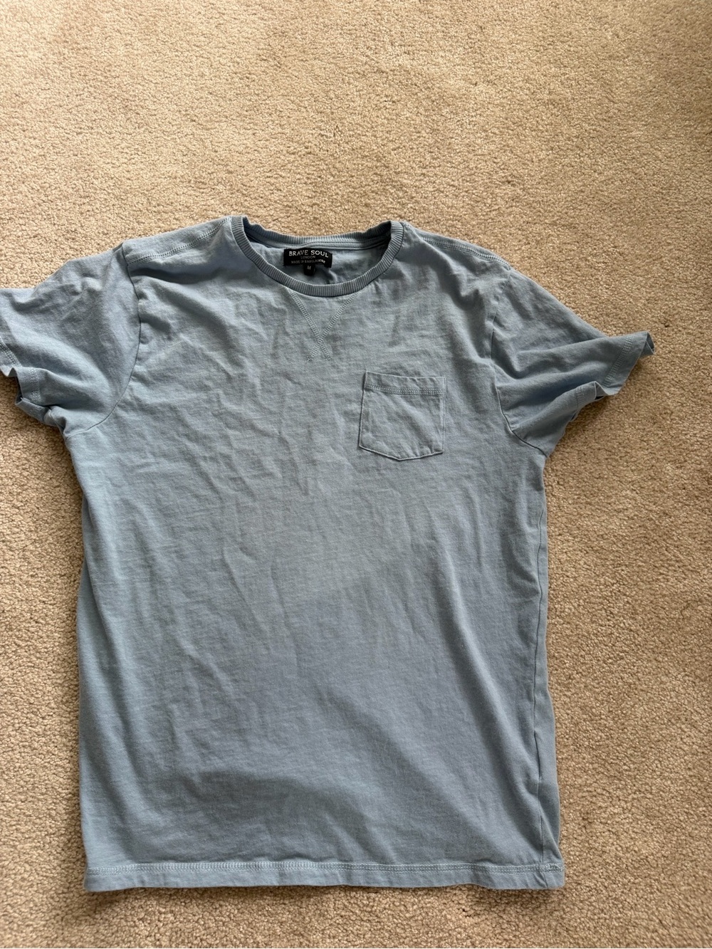 Brave Soul Men's Pale Blue Pocket Crew Tee